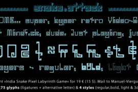 India Snake Pixel Labyrinth Font Family