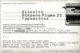 zai Olivetti Hispano Pluma 22 Typewriter Font