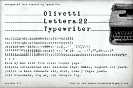 zai Olivetti Lettera 22 Typewriter Font