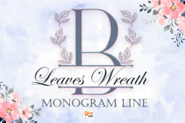 Leaves Wreath Monogram Line Font