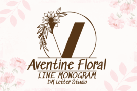 Aventine Floral Line Monogram Font