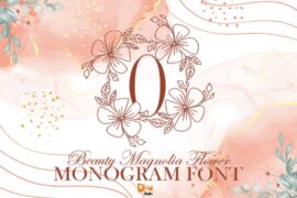 Beauty Magnolia Flower Monogram Font