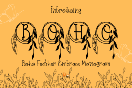 Boho Feather Charm Monogram Font