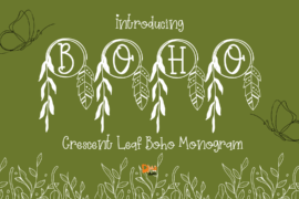 Crescent Leaf Boho Monogram Font