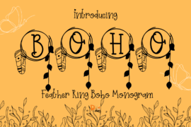 Feather Ring Boho Monogram Font