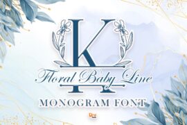 Floral Baby Line Monogram Font