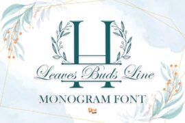 Leaves Buds Line Monogram Font