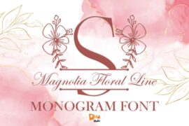 Magnolia Floral Line Monogram Font