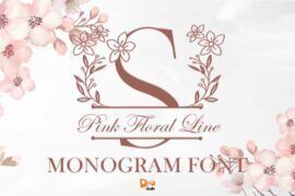 Pink Floral Line Monogram Font