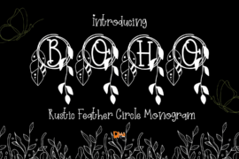 Rustic Feather Circle Monogram Font