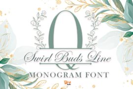 Swirl Buds Line Monogram Font